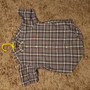 Chaps short sleeve button up plaid shirt boys size 6